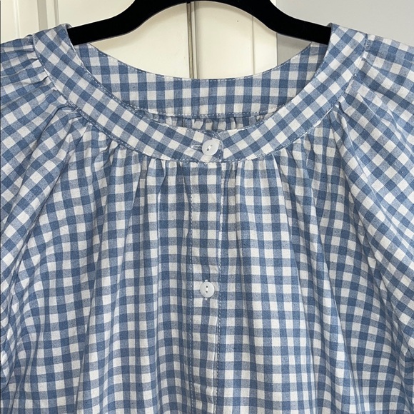 Blue and White Gingham Blouse L - Picture 2 of 11